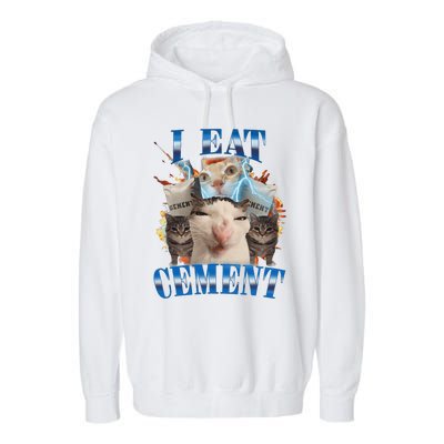 I Eat Cement Cursed Cat Funny Oddly Specific Dank Meme Garment-Dyed Fleece Hoodie