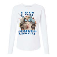 I Eat Cement Cursed Cat Funny Oddly Specific Dank Meme Womens Cotton Relaxed Long Sleeve T-Shirt