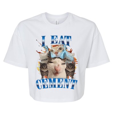 I Eat Cement Cursed Cat Funny Oddly Specific Dank Meme Bella+Canvas Jersey Crop Tee