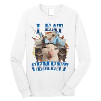 I Eat Cement Cursed Cat Funny Oddly Specific Dank Meme Long Sleeve Shirt