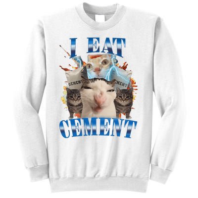 I Eat Cement Cursed Cat Funny Oddly Specific Dank Meme Sweatshirt