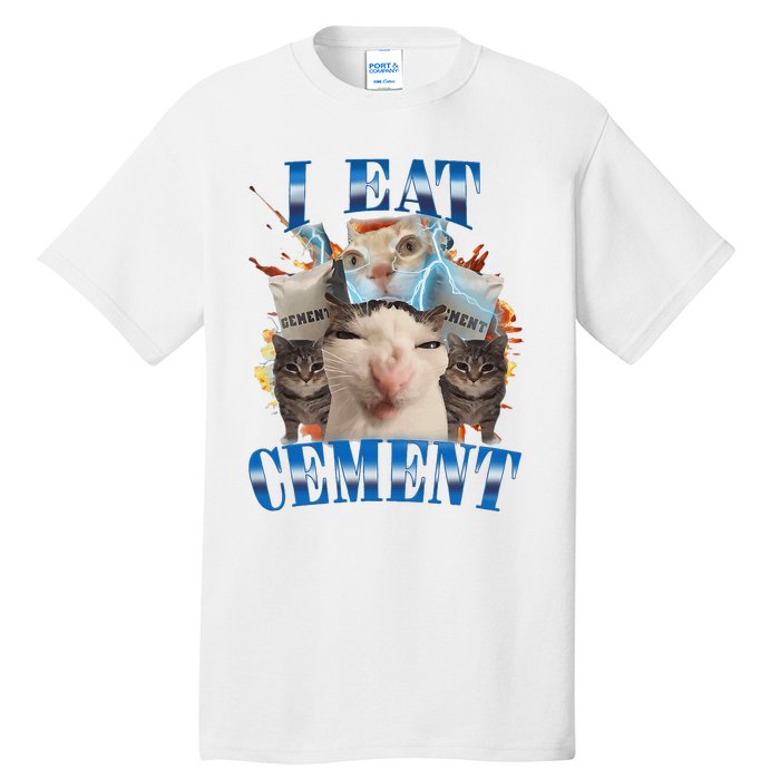 I Eat Cement Cursed Cat Funny Oddly Specific Dank Meme Tall T-Shirt