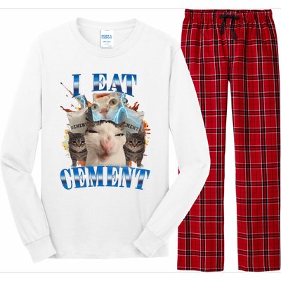 I Eat Cement Cursed Cat Funny Oddly Specific Dank Meme Long Sleeve Pajama Set