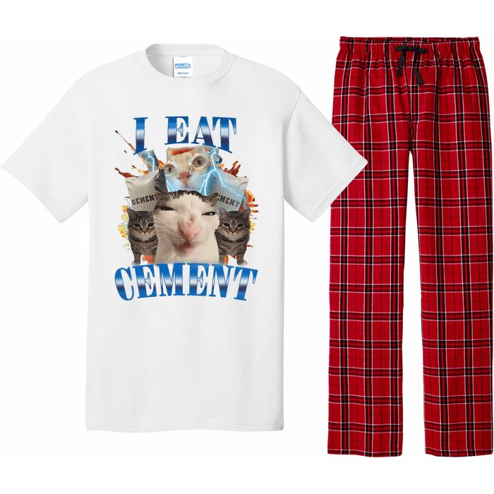 I Eat Cement Cursed Cat Funny Oddly Specific Dank Meme Pajama Set