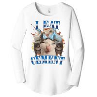 I Eat Cement Cursed Cat Funny Oddly Specific Dank Meme Women's Perfect Tri Tunic Long Sleeve Shirt