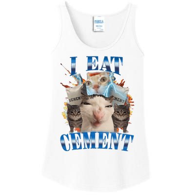 I Eat Cement Cursed Cat Funny Oddly Specific Dank Meme Ladies Essential Tank