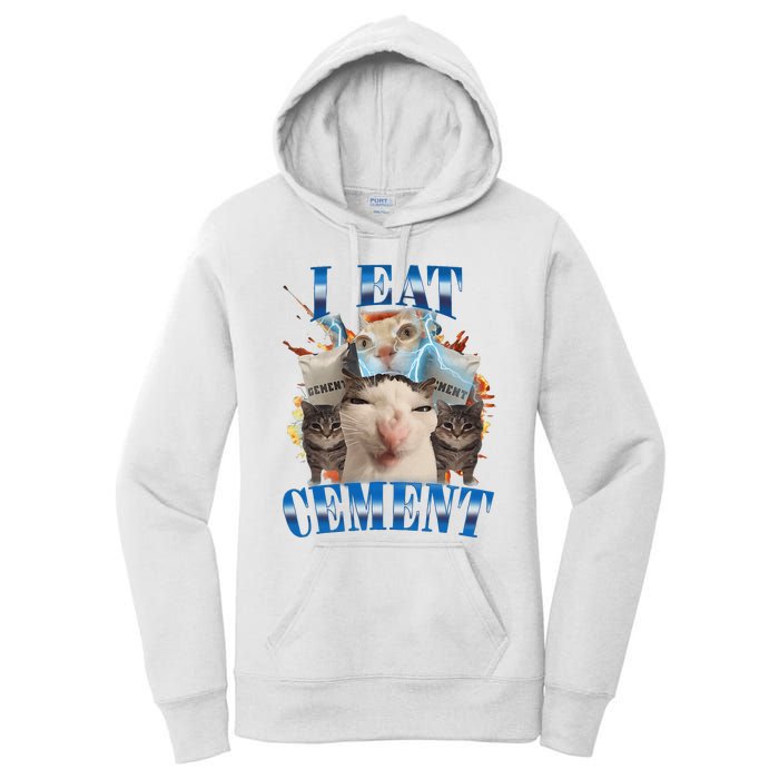 I Eat Cement Cursed Cat Funny Oddly Specific Dank Meme Women's Pullover Hoodie