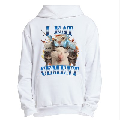 I Eat Cement Cursed Cat Funny Oddly Specific Dank Meme Urban Pullover Hoodie