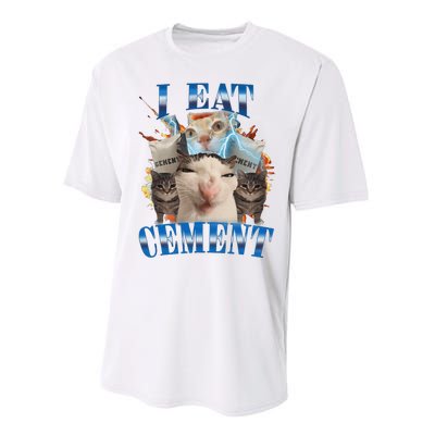 I Eat Cement Cursed Cat Funny Oddly Specific Dank Meme Performance Sprint T-Shirt