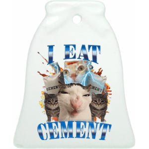 I Eat Cement Cursed Cat Funny Oddly Specific Dank Meme Ceramic Bell Ornament