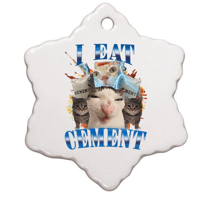 I Eat Cement Cursed Cat Funny Oddly Specific Dank Meme Ceramic Star Ornament