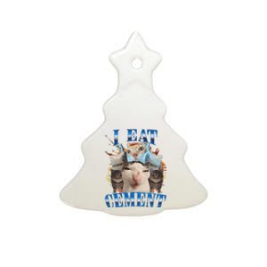 I Eat Cement Cursed Cat Funny Oddly Specific Dank Meme Ceramic Tree Ornament