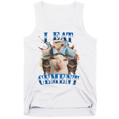 I Eat Cement Cursed Cat Funny Oddly Specific Dank Meme Tank Top