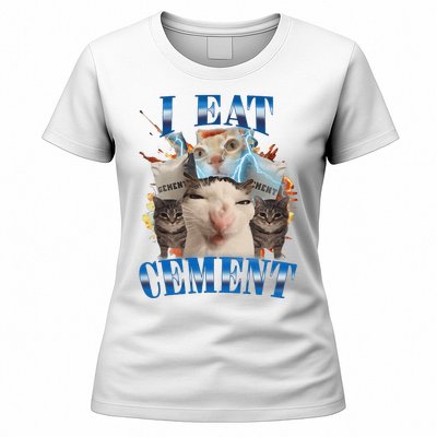 I Eat Cement Cursed Cat Funny Oddly Specific Dank Meme Women's T-Shirt