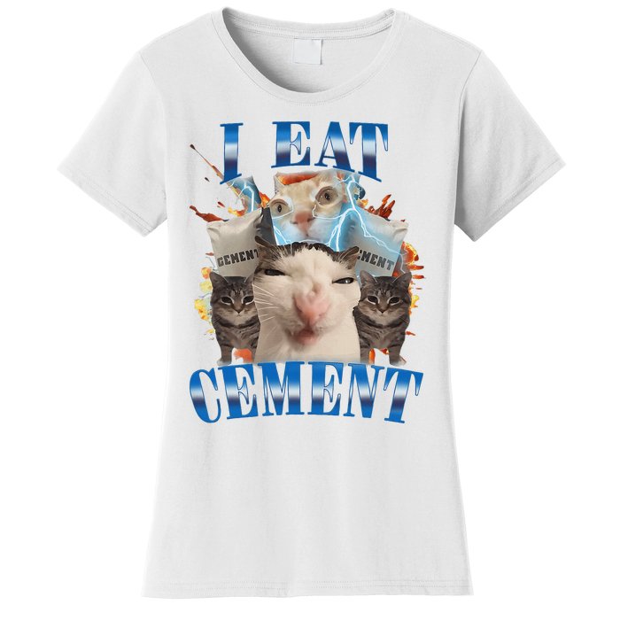 I Eat Cement Cursed Cat Funny Oddly Specific Dank Meme Women's T-Shirt