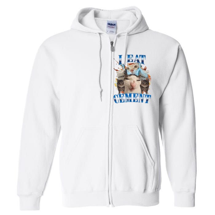 I Eat Cement Cursed Cat Funny Oddly Specific Dank Meme Full Zip Hoodie