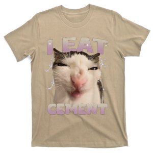 I Eat Cement Cursed Cat Funny Oddly Specific Dank Meme T-Shirt