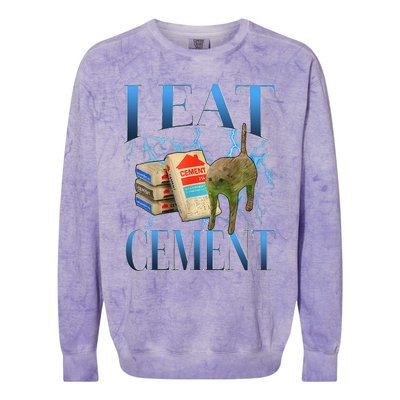 I Eat Cement Cursed Cat Oddly Specific Colorblast Crewneck Sweatshirt