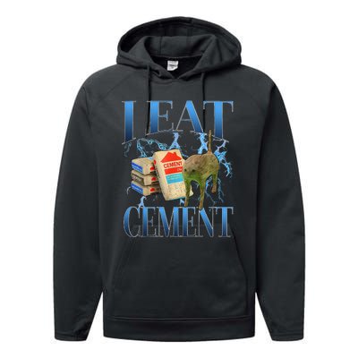 I Eat Cement Cursed Cat Oddly Specific Performance Fleece Hoodie