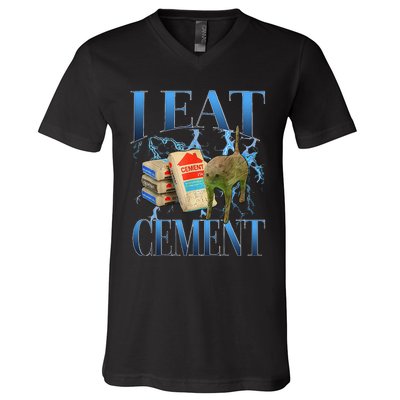 I Eat Cement Cursed Cat Oddly Specific V-Neck T-Shirt