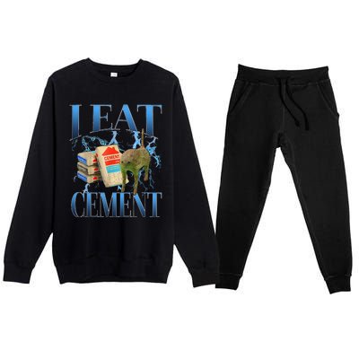 I Eat Cement Cursed Cat Oddly Specific Premium Crewneck Sweatsuit Set