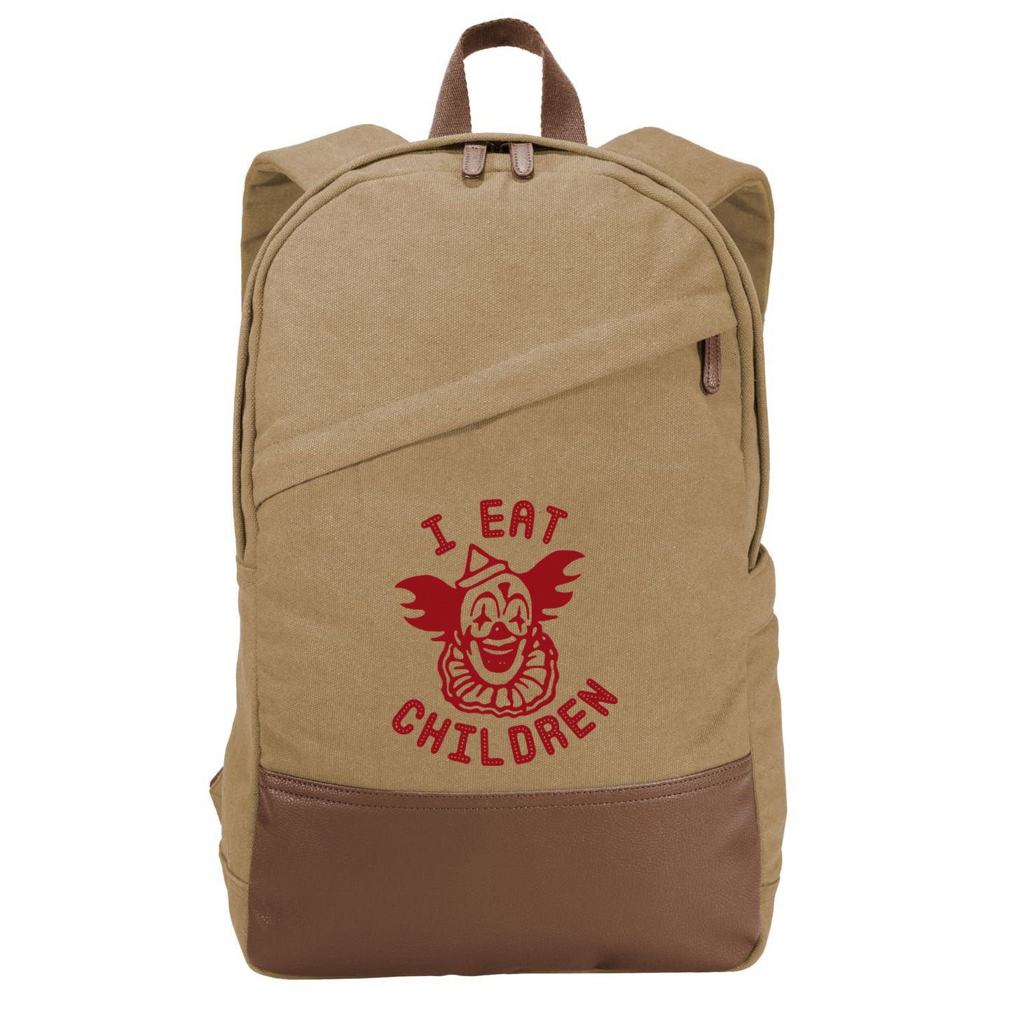 I Eat Children Evil Creepy Clown Halloween Cotton Canvas Backpack
