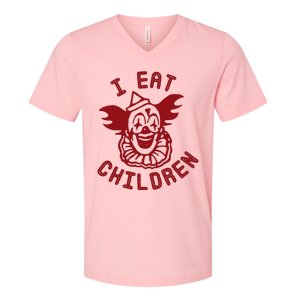 I Eat Children Evil Creepy Clown Halloween V-Neck T-Shirt