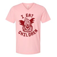 I Eat Children Evil Creepy Clown Halloween V-Neck T-Shirt