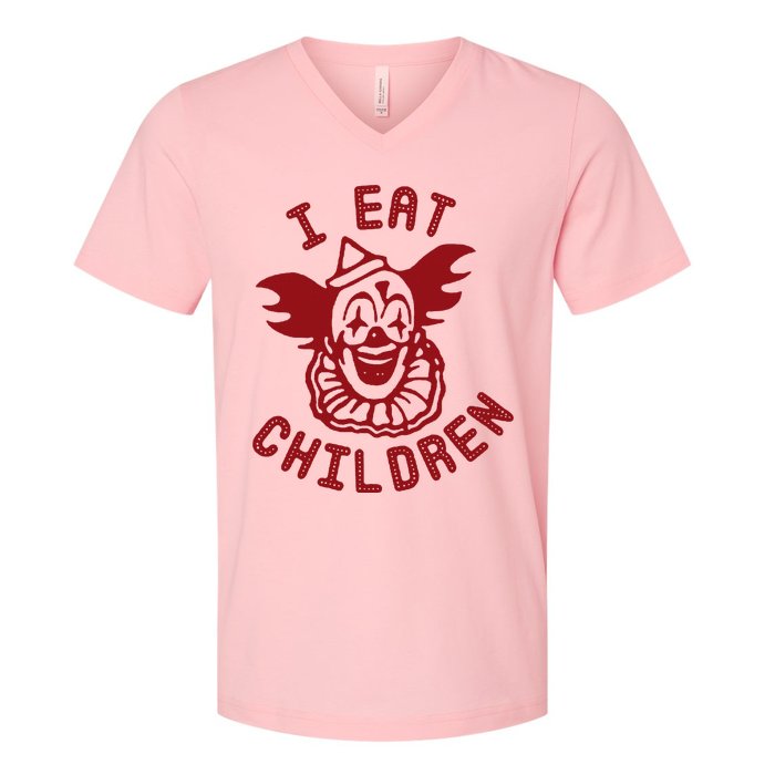 I Eat Children Evil Creepy Clown Halloween V-Neck T-Shirt