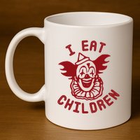 I Eat Children Evil Creepy Clown Halloween 11oz C Handle Ceramic Mug