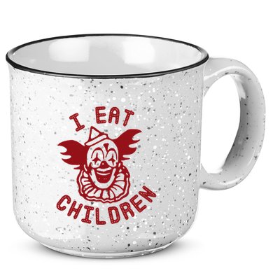 I Eat Children Evil Creepy Clown Halloween 15oz Campfire Ceramic Mug