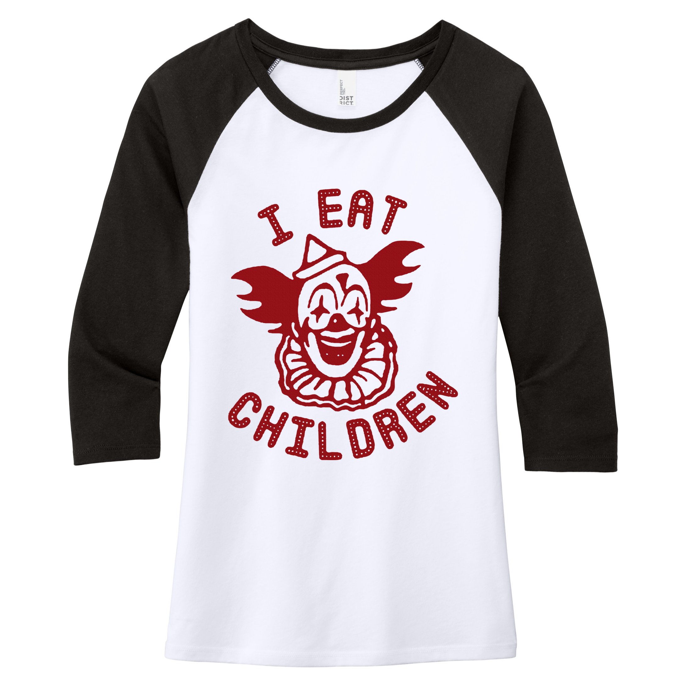 I Eat Children Evil Creepy Clown Halloween Women's Tri-Blend 3/4-Sleeve Raglan Shirt