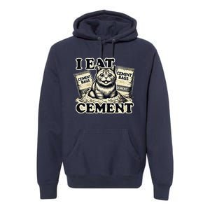 I Eat Cement Cursed Cat Funny Oddly Specific Meme Premium Hoodie