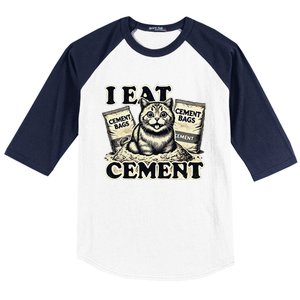 I Eat Cement Cursed Cat Funny Oddly Specific Meme Baseball Sleeve Shirt