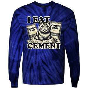 I Eat Cement Cursed Cat Funny Oddly Specific Meme Tie-Dye Long Sleeve Shirt