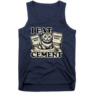 I Eat Cement Cursed Cat Funny Oddly Specific Meme Tank Top