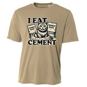 I Eat Cement Cursed Cat Funny Oddly Specific Meme Cooling Performance Crew T-Shirt