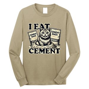 I Eat Cement Cursed Cat Funny Oddly Specific Meme Long Sleeve Shirt