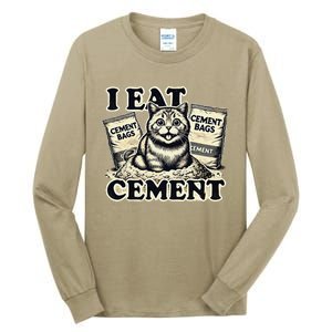 I Eat Cement Cursed Cat Funny Oddly Specific Meme Tall Long Sleeve T-Shirt