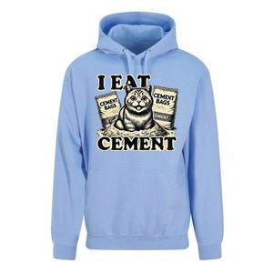 I Eat Cement Cursed Cat Funny Oddly Specific Meme Unisex Surf Hoodie