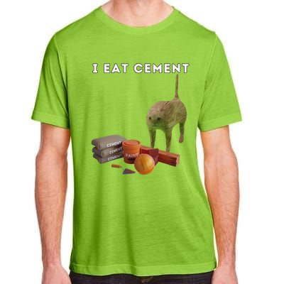 I Eat Cement Funny Cat Cursed Oddly Specific Dank Meme Adult ChromaSoft Performance T-Shirt