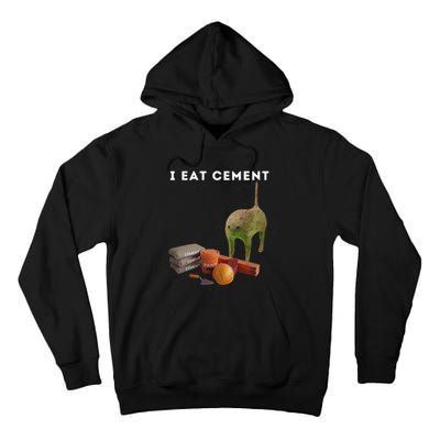 I Eat Cement Funny Cat Cursed Oddly Specific Dank Meme Tall Hoodie