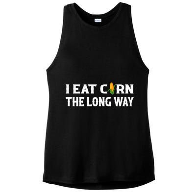 I Eat Corn The Long Way Funny Inappropriate Embarrassing Ladies PosiCharge Tri-Blend Wicking Tank
