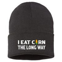 I Eat Corn The Long Way Funny Inappropriate Embarrassing Sustainable Knit Beanie