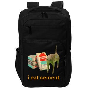 I Eat Cement Cursed Cat Funny Meme Impact Tech Backpack