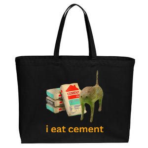 I Eat Cement Cursed Cat Funny Meme Cotton Canvas Jumbo Tote