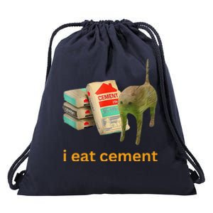 I Eat Cement Cursed Cat Funny Meme Drawstring Bag