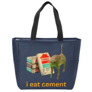 I Eat Cement Cursed Cat Funny Meme Zip Tote Bag