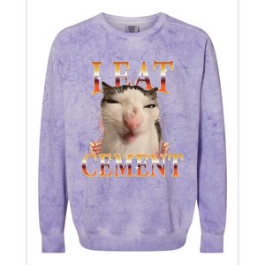 I Eat Cement Cat I Eat Cement Cursed Cat Meme Colorblast Crewneck Sweatshirt