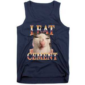 I Eat Cement Cat I Eat Cement Cursed Cat Meme Tank Top